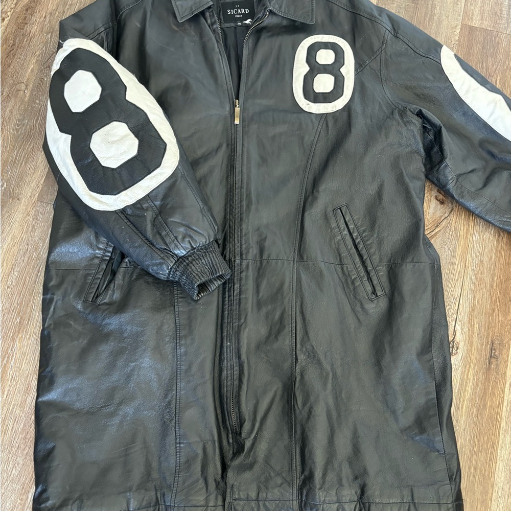 Rare Excelled N.Y. New York Black & White Eight-Ball Leather Jacket